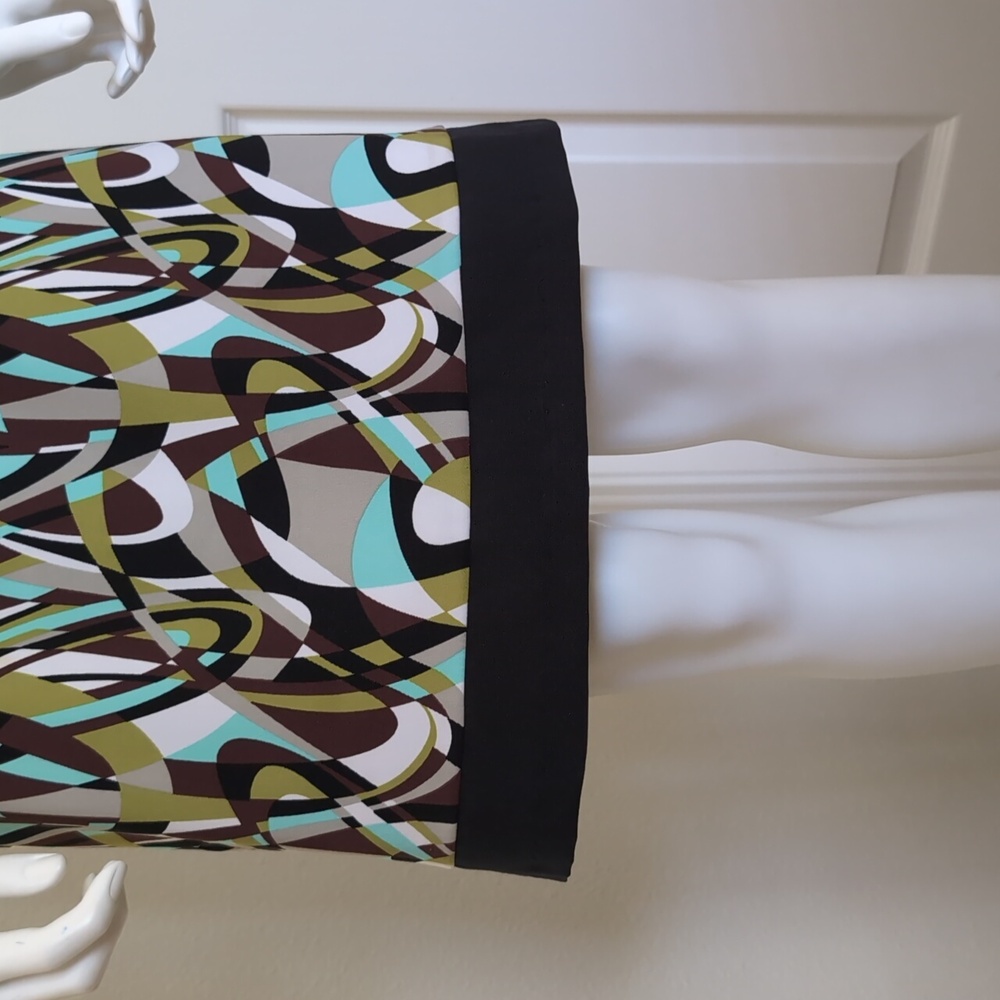 Connected Petite Sheath Dress Sz6P Geometric Sleeveless Zip-up EUC Poly/Spandex - Picture 4 of 12
